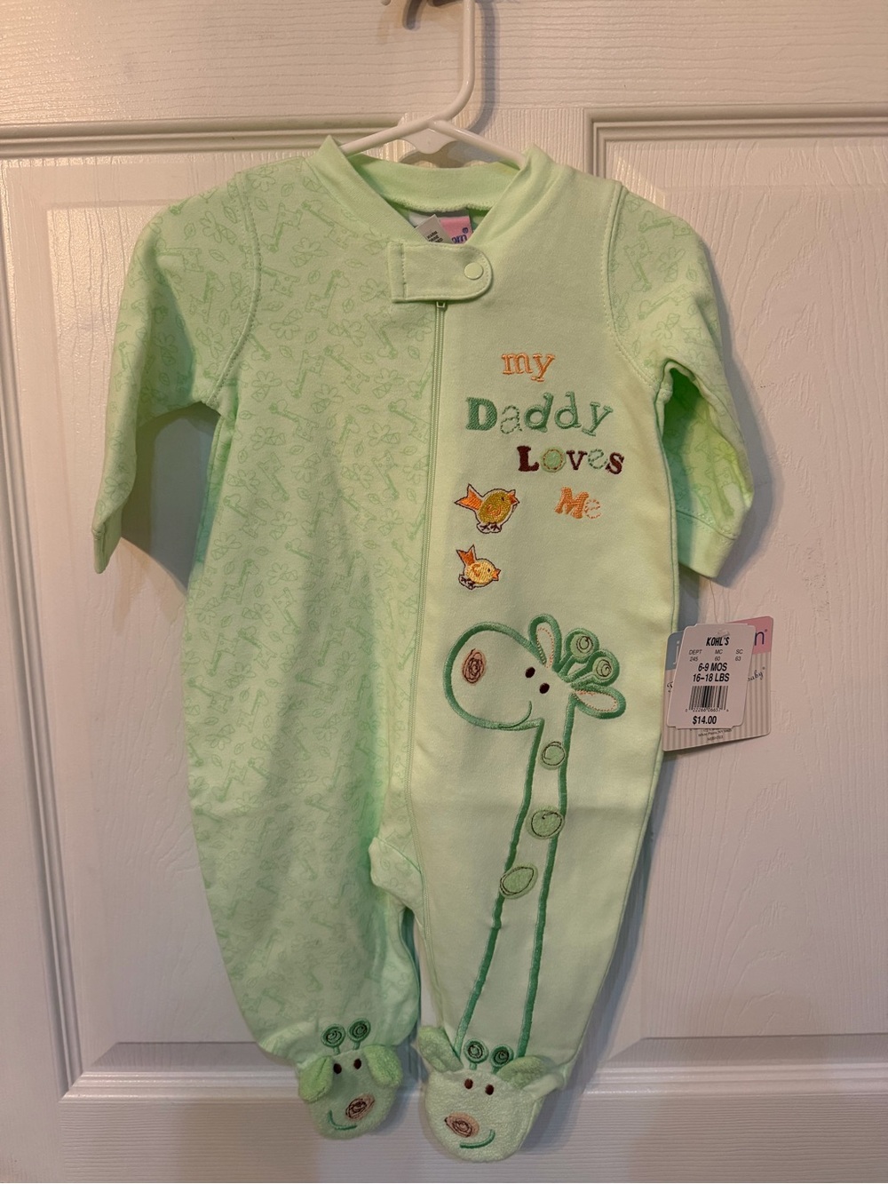 Green Giraffe Footed One-Piece